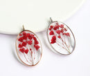 1pcs  Handmade Resin Red gypsophila pressed flower pendant necklace 39x22mm