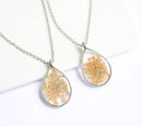 1pcs Teardrop pressed flower pendant necklace