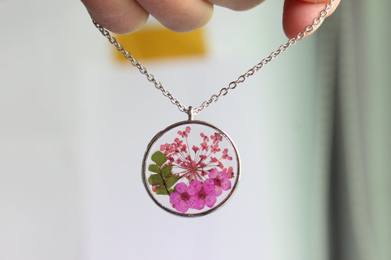 1pcs Handmade Pressed flower jewelry pendant necklace