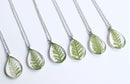 1pcs  Teardrop Resin Leaves pressed flower pendant necklace, Real dried flower jewelry