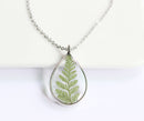 1pcs  Teardrop Resin Leaves pressed flower pendant necklace, Real dried flower jewelry