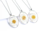 1pcs Handmade flower jewelry,Chrysanthemum Oval  pressed flower pendant necklace