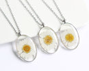 1pcs Handmade flower jewelry,Chrysanthemum Oval  pressed flower pendant necklace