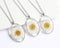 1pcs Handmade flower jewelry,Chrysanthemum Oval  pressed flower pendant necklace