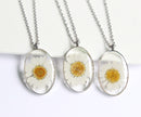 1pcs Handmade flower jewelry,Chrysanthemum Oval  pressed flower pendant necklace