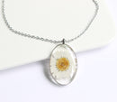 1pcs Handmade flower jewelry,Chrysanthemum Oval  pressed flower pendant necklace