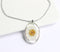 1pcs Handmade flower jewelry,Chrysanthemum Oval  pressed flower pendant necklace