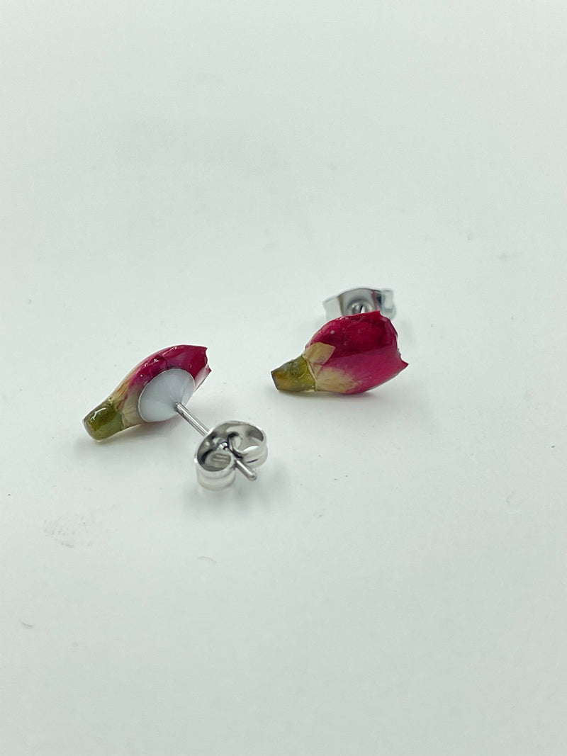 2pcs Handmade resin dried flower earrings Do not forget me rose flower