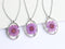 1pcs Oval Chrysanthemum purple flower pressed flower pendant necklace