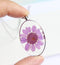 1pcs Oval Chrysanthemum purple flower pressed flower pendant necklace