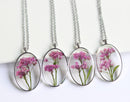 1pcs Oval flower pressed flower pendant necklace