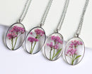 1pcs Oval flower pressed flower pendant necklace