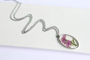 1pcs Oval flower pressed flower pendant necklace