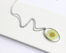 1pcs Oval flower pressed flower pendant necklace