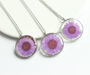 1pcs pressed flower jewelry, Real chrysanthemum pressed flower pendant necklace