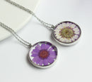 1pcs pressed flower jewelry, Real chrysanthemum pressed flower pendant necklace