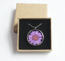 1pcs pressed flower jewelry, Real chrysanthemum pressed flower pendant necklace