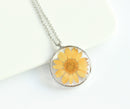 1pcs Orange chrysanthemum pressed flower pendant necklace