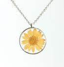 1pcs Orange chrysanthemum pressed flower pendant necklace