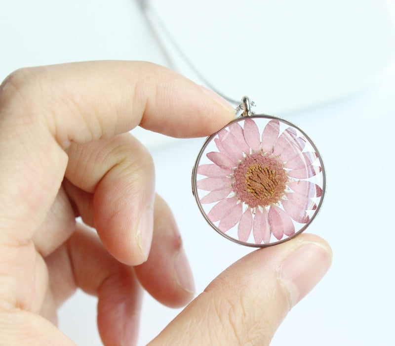 1pcs chrysanthemum pressed flower pendant necklace