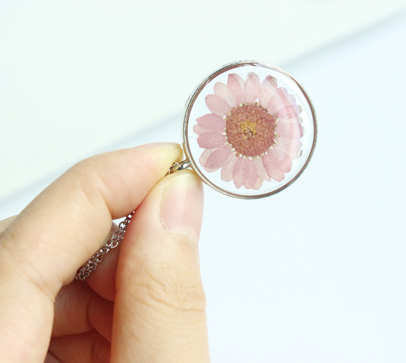 1pcs chrysanthemum pressed flower pendant necklace