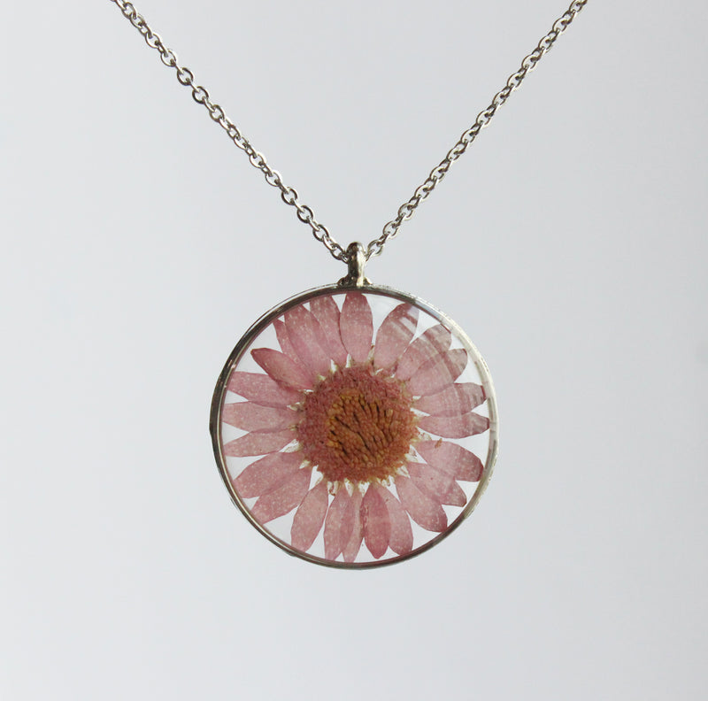 1pcs chrysanthemum pressed flower pendant necklace