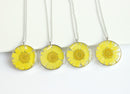 1pcs yellow chrysanthemum pressed flower pendant necklace, Real Flower Jewelry Necklace