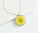 1pcs yellow chrysanthemum pressed flower pendant necklace, Real Flower Jewelry Necklace