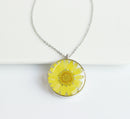 1pcs yellow chrysanthemum pressed flower pendant necklace, Real Flower Jewelry Necklace