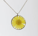 1pcs yellow chrysanthemum pressed flower pendant necklace, Real Flower Jewelry Necklace