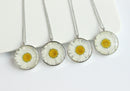 1pcs White chrysanthemum pressed flower pendant necklace, Real Flower Jewelry