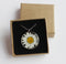 1pcs White chrysanthemum pressed flower pendant necklace, Real Flower Jewelry