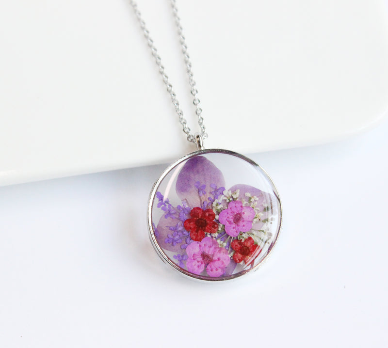 1pcs Floral pressed flower pendant necklace, Real Flower Jewelry