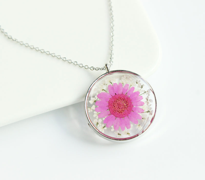 1pcs pressed flower pendant necklace, Real Flower Jewelry