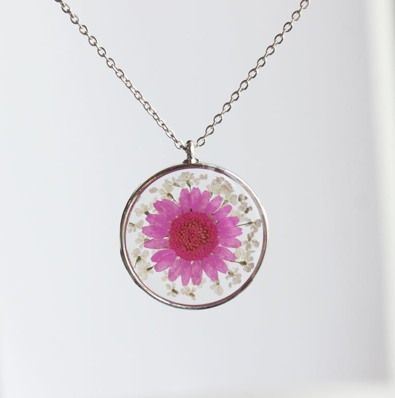 1pcs pressed flower pendant necklace, Real Flower Jewelry