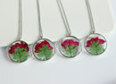 1pcs Rose flower pressed flower pendant necklace, Real Flower Jewelry