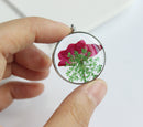 1pcs Rose flower pressed flower pendant necklace, Real Flower Jewelry