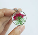 1pcs Rose flower pressed flower pendant necklace, Real Flower Jewelry