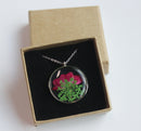 1pcs Rose flower pressed flower pendant necklace, Real Flower Jewelry