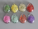 2pcs Teardrop Handmade resin flower Pendant Charm, flower pendant pendant necklace