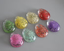 2pcs Teardrop Handmade resin flower Pendant Charm, flower pendant pendant necklace