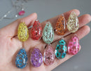 2pcs Teardrop Handmade resin flower Pendant Charm, flower pendant pendant necklace