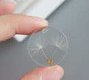 2pcs Handmade Dandelion Resin 25mm Pressed flower necklace Pendant jewelry