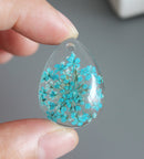 2pcs Teardrop Handmade resin flower Pendant Charm, flower pendant pendant necklace