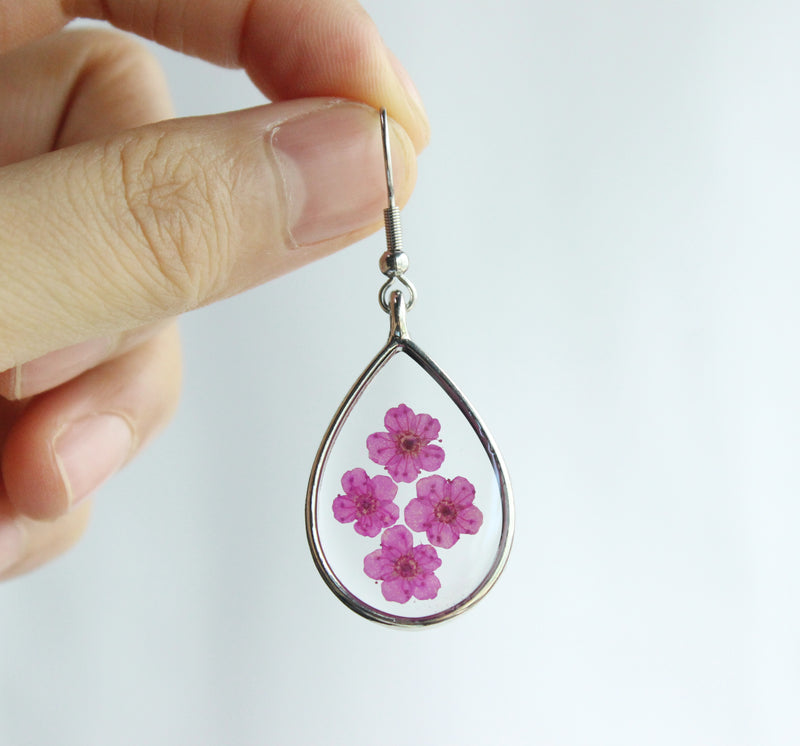 1pcs  Handmade Teardrop pressed flower pendant jewelry necklace