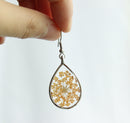 1pcs Teardrop pressed flower pendant jewelry necklace  Earrings