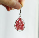 1pcs Teardrop pressed flower pendant jewelry necklace Earrings