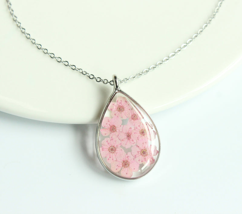 1pcs Teardrop pressed flower pendant jewelry necklace Earrings