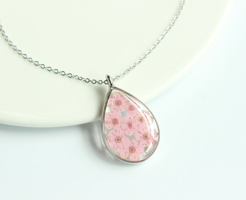 1pcs Teardrop pressed flower pendant jewelry necklace Earrings