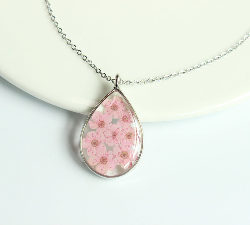 1pcs Teardrop pressed flower pendant jewelry necklace Earrings